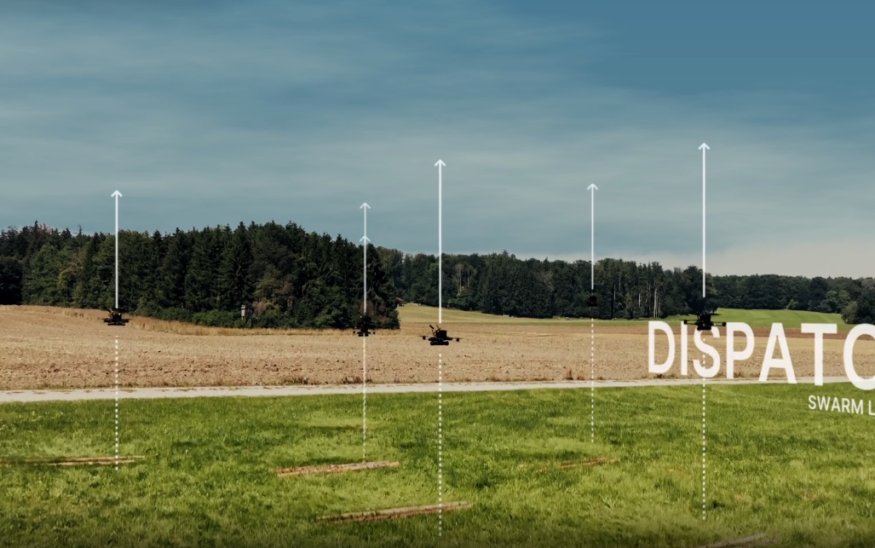 Screenshot from a promotional video for Auterion's Nemyx product, a cross-platform drone swarm strike engine. Image credit Auterion.