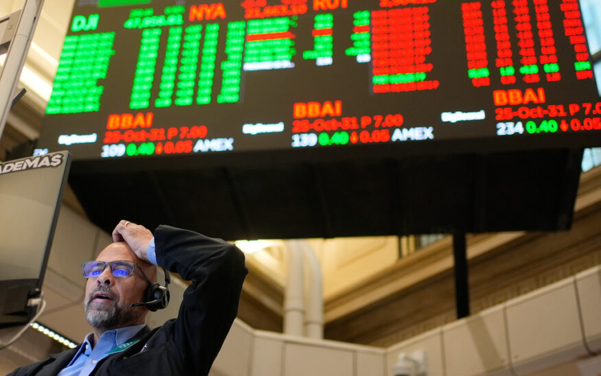 Stocks slip from records amid trade, tech earnings news