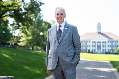 Jim Schmidt, James Madison University’s seventh president, expects to release the school’s new strategic plan in April 2026. Photo courtesy James Madison University