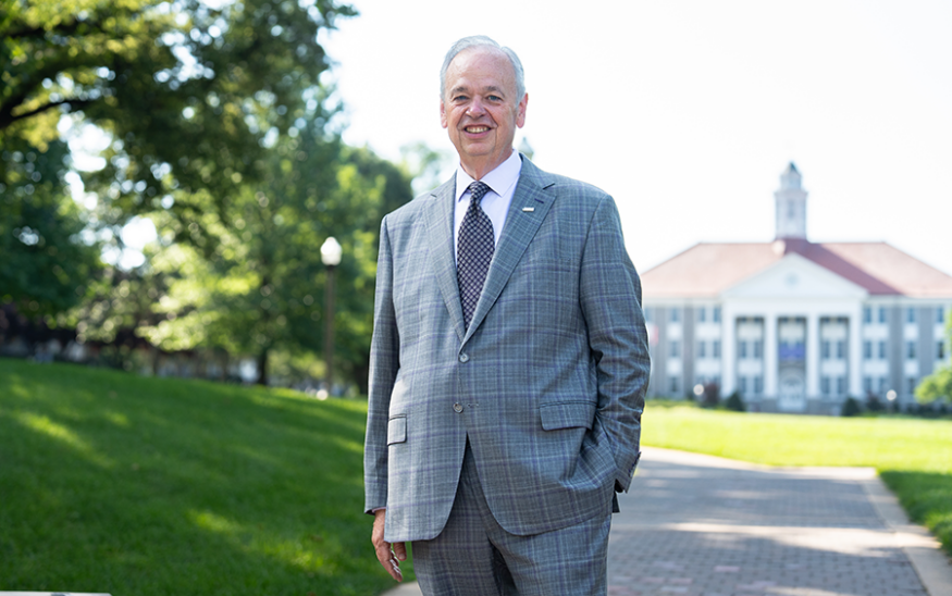 Jim Schmidt, James Madison University’s seventh president, expects to release the school’s new strategic plan in April 2026. Photo courtesy James Madison University