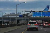 An United Airlines flight arrives at O'Hare International Airport in Chicago, Monday, Nov. 3, 2025. (AP Photo/Nam Y. Huh)