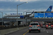 An United Airlines flight arrives at O'Hare International Airport in Chicago, Monday, Nov. 3, 2025. (AP Photo/Nam Y. Huh)