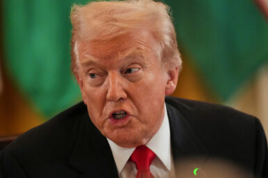 President Donald Trump attends a dinner with leaders from countries in Central Asia, Thursday, Nov. 6, 2025, in the East Room of the White House in Washington. (AP Photo/Jacquelyn Martin)