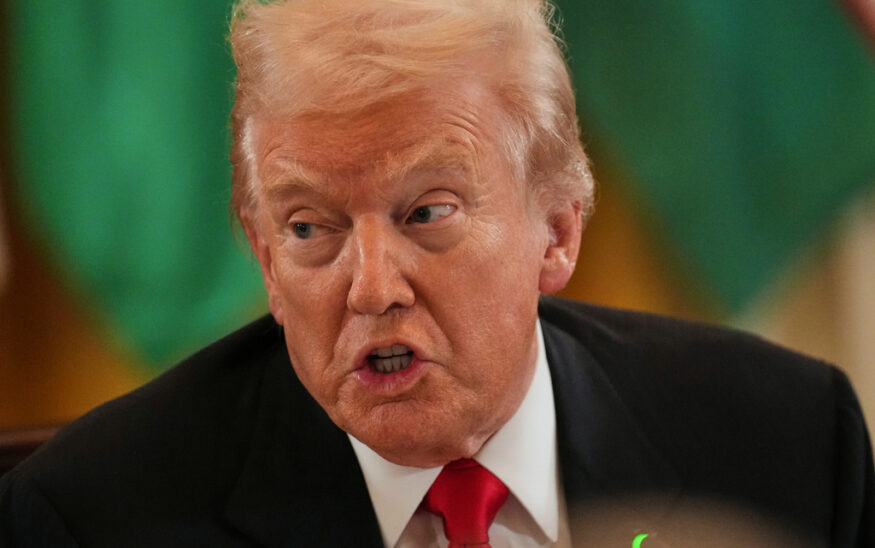 President Donald Trump attends a dinner with leaders from countries in Central Asia, Thursday, Nov. 6, 2025, in the East Room of the White House in Washington. (AP Photo/Jacquelyn Martin)