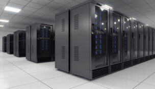 Server room interior in datacenter. Depositphotos
