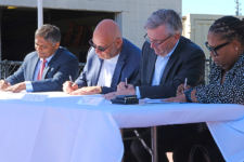 L to R: Richmond Mayor Danny Avula, Flying Squirrels President Lou DiBella, VCU Athletics’ Ed McLaughlin and Richmond EDA Director Angie Rodgers Photo courtesy City of Richmond