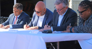 L to R: Richmond Mayor Danny Avula, Flying Squirrels President Lou DiBella, VCU Athletics’ Ed McLaughlin and Richmond EDA Director Angie Rodgers Photo courtesy City of Richmond