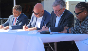 L to R: Richmond Mayor Danny Avula, Flying Squirrels President Lou DiBella, VCU Athletics’ Ed McLaughlin and Richmond EDA Director Angie Rodgers Photo courtesy City of Richmond
