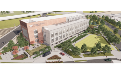 Rendering of a proposed facility for the Virginia Tech Carilion School of Medicine. Rendering courtesy Virginia Tech