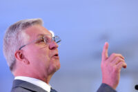 FILE PHOTO: Federal Reserve Governor Christopher Waller speaks during the Clearing House Annual Conference in New York City, U.S. November 12, 2024. REUTERS/Brendan McDermid/File Photo