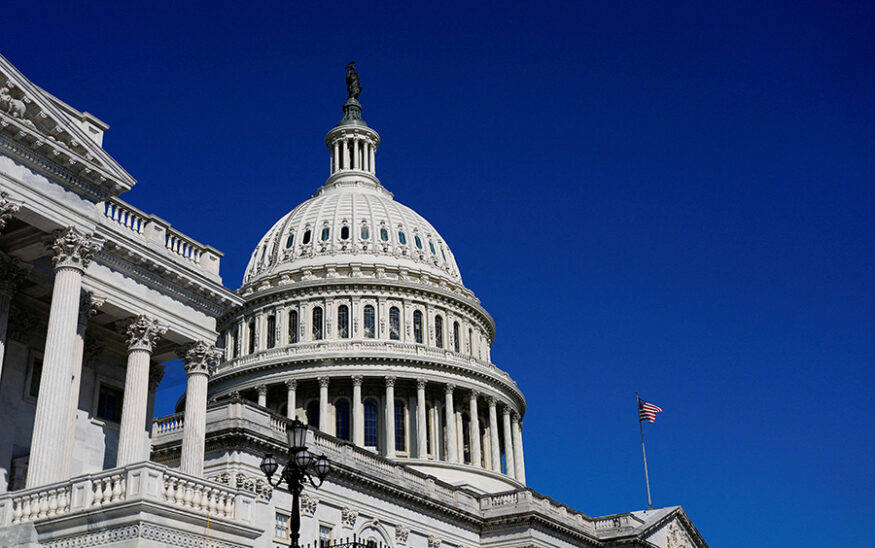 FILE PHOTO: A view of the dome of the U.S. Capitol building, during a vote in the U.S. House of Representatives on a stopgap spending bill to avert a partial government shutdown that would otherwise begin October 1, on Capitol Hill in Washington, D.C. U.S., September 19, 2025. REUTERS/Kent Nishimura/File Photo