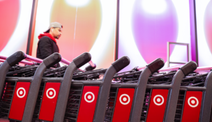 A Target logo is seen on shopping carts at a Target store in Manhattan, New York City, U.S., November 22, 2021. REUTERS/Andrew Kelly