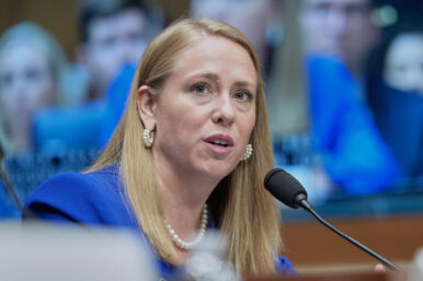 FILE - Andrea Lucas, nominee to be a member of the Equal Employment Opportunity Commission, testifies during a Senate Health, Education, Labor, and Pensions (HELP) Committee hearing, June 18, 2025, on Capitol Hill in Washington. (AP Photo/Mariam Zuhaib, File)