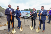 L to R: Virginia Peninsula Community College officials Bobby Perkins, Towuanna Porter Brannon, Steven Carpenter and Todd Estes at trades center groundbreaking Photo courtesy VPCC