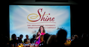Shenandoah University President Tracy Fitzsimmons announced the Shine campaign on Sept. 13, 2025. Photo courtesy Shenandoah University