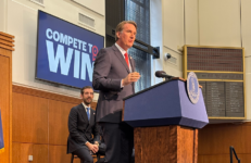 Gov. Glenn Youngkin announced LS Cable & System's plans for additional facilities in Chesapeake at the Patrick Henry Building in Richmond on Dec. 12, 2025. Photo by Katherine Schulte/Virginia Business.