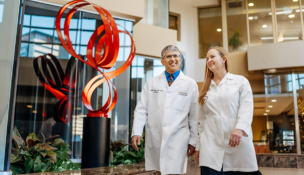 Sentara Health’s chief of cardiology, Dr. Deepak Talreja, and breast surgeon Dr. Jennifer M. Reed at Sentara Norfolk General Hospital Photo by James Lee