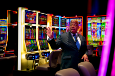 Norfolk casino General Manager Ron Bailey leads a tour of the Interim Gaming Hall, which opened in November 2025. Photo by Kristen Zeis