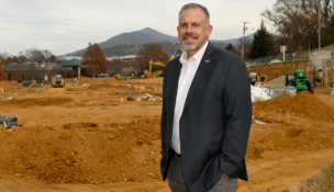 Vinton Town Manager Pete Peters at Extended Stay America Premier Suites site Photo by Natalee Waters