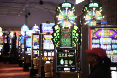 The temporary Live! Casino Virginia venue in Petersburg, which opens Jan. 22, 2026, has more than 900 electric games. Photo by Jay Paul