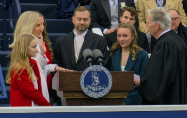 Virginia Gov. Abigail Spanberger was sworn in by Supreme Court of Virginia Senior Justice William C. Mims on Jan. 17, 2026. Photo by Kira Jenkins/Virginia Business