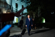 President Donald Trump speaks with the press before boarding Marine One on the South Lawn of the White House on Dec. 19. MUST CREDIT: Demetrius Freeman/The Washington Post