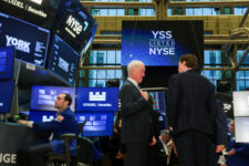 Logos of York Space Systems are displayed on screens during the company's IPO at the New York Stock Exchange (NYSE) in New York City, U.S., January 29, 2026. REUTERS/Jeenah Moon