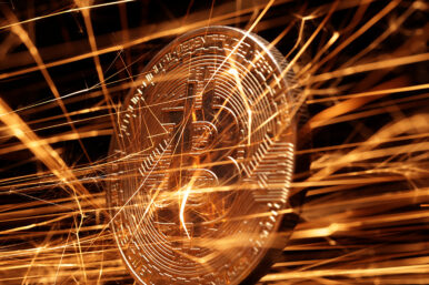 Sparks strike representation of cryptocurrency Bitcoin in this illustration taken November 24, 2024. REUTERS/Dado Ruvic/Illustration