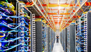 A technician works at an Amazon Web Services AI data center in New Carlisle, Indiana, U.S., October 2, 2025. REUTERS/Noah Berger for AWS/File Photo