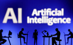 Figurines with computers and smartphones are seen in front of the words "Artificial Intelligence AI" in this illustration created on February 19, 2024. REUTERS/Dado Ruvic/Illustration/File Photo