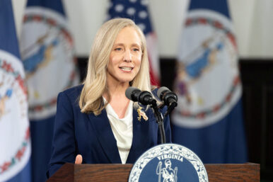 Virginia Governor Abigail Spanberger delivers the Democratic response to U.S. President Donald Trump's State of the Union address, in Williamsburg, Virginia, U.S., February 24, 2026. Mike Kropf/Pool via REUTERS