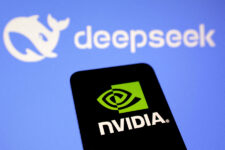 FILE PHOTO: Nvidia and Deepseek logos are seen in this illustration taken, January 27, 2025. REUTERS/Dado Ruvic/Illustration//File Photo