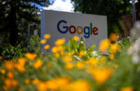 A Google logo is seen at a company research facility in Mountain View, California, on May 13, 2025. Photo by REUTERS/Carlos Barria.