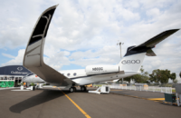 The G800 aircraft, the newest in Gulfstream Aerospace's lineup, is on display at the National Business Aviation Association (NBAA) convention and exhibition in Orlando, Florida, on Oct. 17, 2022. Photo by REUTERS/Gregg Newton.