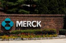The Merck logo is seen at a gate to the Merck & Co. campus in Rahway, New Jersey, on July 12, 2018. Photo by Reuters/Brendan McDermid.