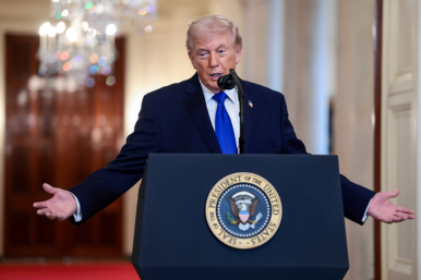 President Donald Trump speaks during an event to honor "Angel Families" who have lost family members to crimes committed by people in the country illegally, at the White House in Washington, D.C. on Feb. 23, 2026. Photo by REUTERS/Evelyn Hockstein