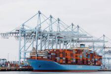 Shipping containers sit on a Maersk vessel docked at the port of Los Angeles in Long Beach, California, U.S., March 10, 2026. REUTERS/Caroline Brehman