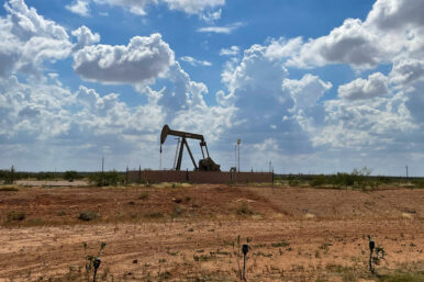 A pumpjack, used to help lift oil from a well, in the Permian basin near Midland, Texas, U.S., October 8, 2025. REUTERS/Arathy Somasekhar/File Photo