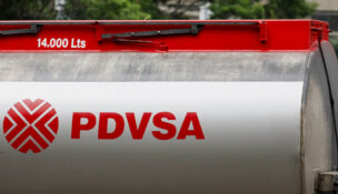 The logo aof Venezuelan state oil company PDVSA is seen on a fuel tank truck, in Caracas, Venezuela May 14, 2025. REUTERS/Leonardo Fernandez Viloria/File Photo