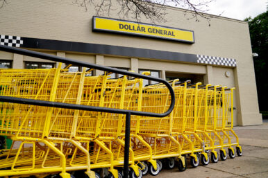 A view of a Dollar General store and shopping carts in Mount Rainier, Maryland, U.S., June 1, 2021. REUTERS/Erin Scott