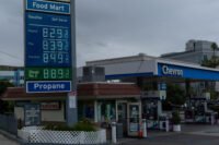 High prices for gasoline and diesel No. 2 at a gas station in downtown Los Angeles, California, U.S., March 31, 2026. REUTERS/Mike Blake