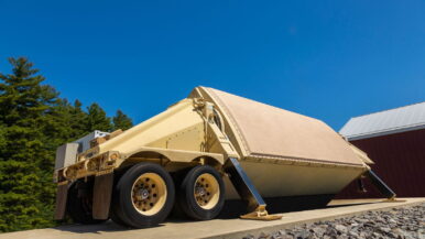 The Army Navy Transportable Radar Surveillance Control Model-2 (AN/TPY-2) missile defense radar. Photo courtesy RTX