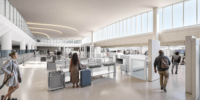 A rendering shows an expanded security screening checkpoint in the Richmond airport. Rendering courtesy Gresham Smith/Richmond International Airport