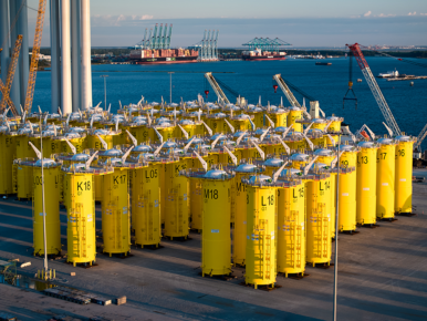 Dominion leases part of the Portsmouth Marine Terminal as a staging area for the wind farm. Photo courtesy Port of Virginia
