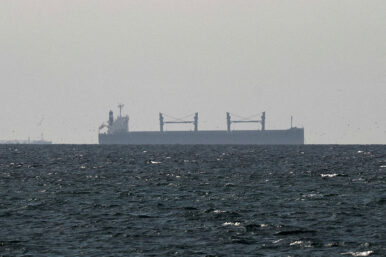 A cargo ship in the Gulf, near the Strait of Hormuz