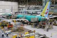 Boeing 737 MAX aircraft are assembled at the company's plant in Renton, Washington, U.S. June 25, 2024. Jennifer Buchanan/Pool via REUTERS/File Photo
