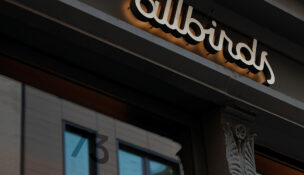 The Allbirds flagship store sign is seen in Manhattan, New York City, U.S., September 7, 2021. REUTERS/Shannon Stapleton