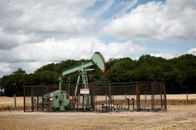 A pumpjack operates at the Vermilion Energy site in Trigueres, France, June 14, 2024. REUTERS/Benoit Tessier