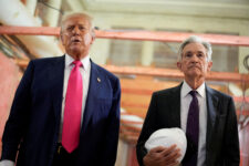 U.S. President Donald Trump and Federal Reserve Chair Jerome Powell speak during a tour of the Federal Reserve Board building, which is currently undergoing renovations, in Washington, D.C., U.S., July 24, 2025. REUTERS/Kent Nishimura/File Photo