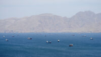 Vessels in the Strait of Hormuz, Musandam, Oman, April 27, 2026. REUTERS/Stringer
